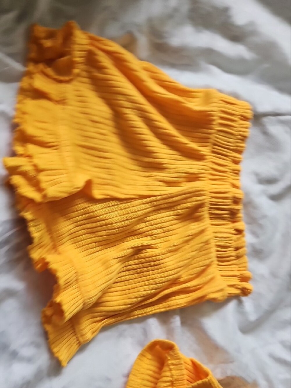 btween Yellow Ribbed Ruffle Tank & Shorts Set - Picture 5 of 7